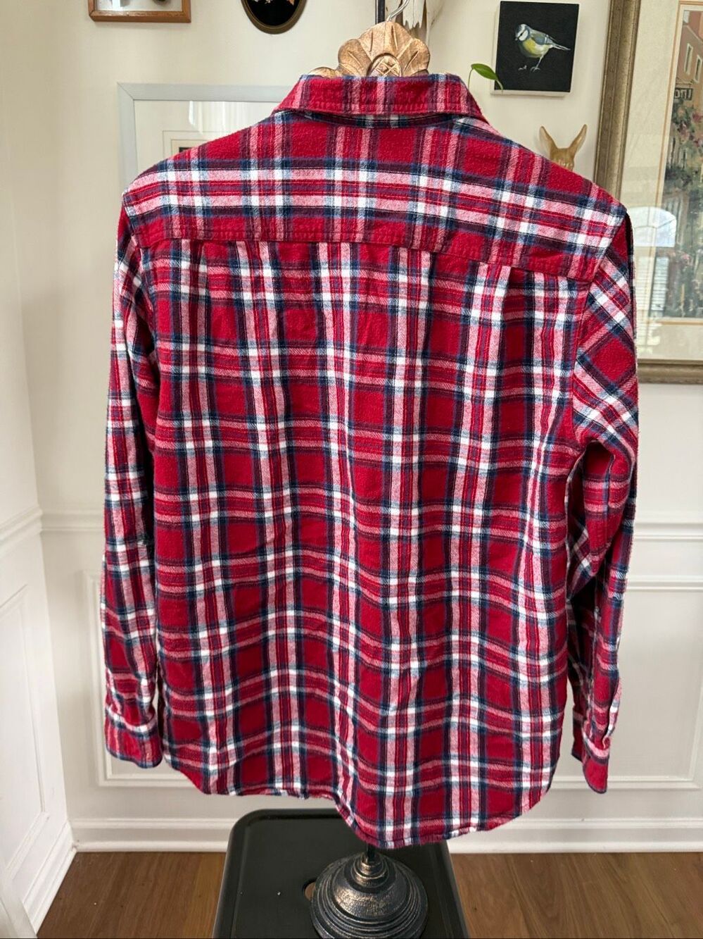 L.L. Bean Red Plaid Flannel Button Shirt M - Picture 3 of 5